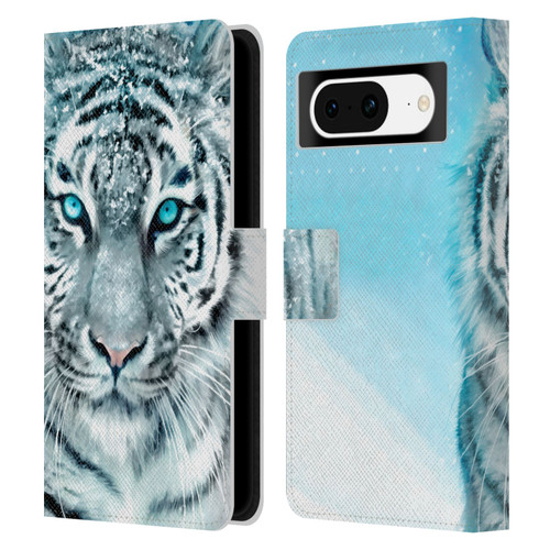 Aimee Stewart Animals White Tiger Leather Book Wallet Case Cover For Google Pixel 8