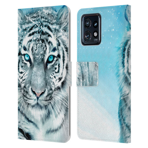 Aimee Stewart Animals White Tiger Leather Book Wallet Case Cover For Motorola Moto Edge 40 Pro