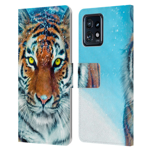 Aimee Stewart Animals Yellow Tiger Leather Book Wallet Case Cover For Motorola Moto Edge 40 Pro