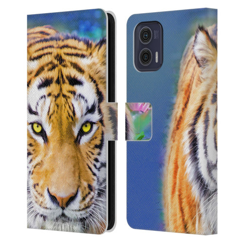 Aimee Stewart Animals Tiger Lily Leather Book Wallet Case Cover For Motorola Moto G73 5G