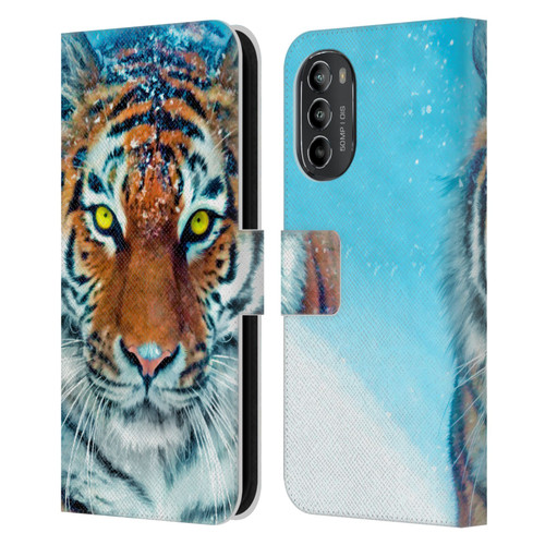 Aimee Stewart Animals Yellow Tiger Leather Book Wallet Case Cover For Motorola Moto G82 5G