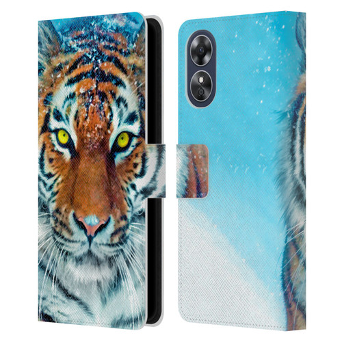 Aimee Stewart Animals Yellow Tiger Leather Book Wallet Case Cover For OPPO A17