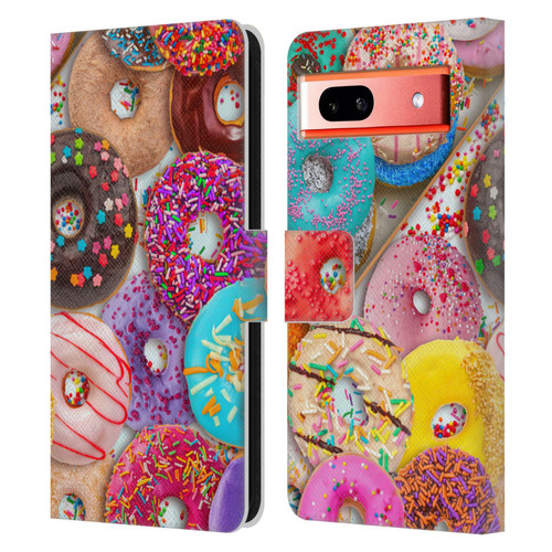 Aimee Stewart Colourful Sweets Donut Noms Leather Book Wallet Case Cover For Google Pixel 7a