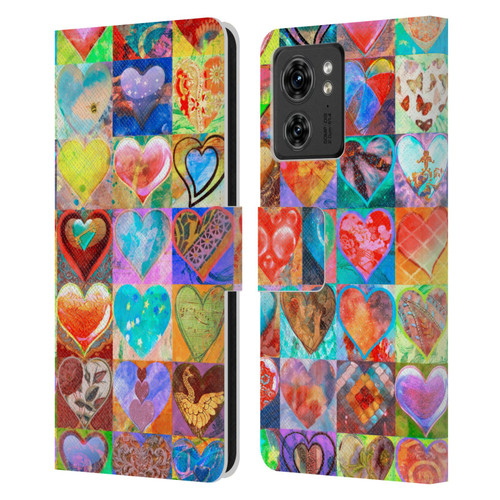 Aimee Stewart Colourful Sweets Hearts Grid Leather Book Wallet Case Cover For Motorola Moto Edge 40