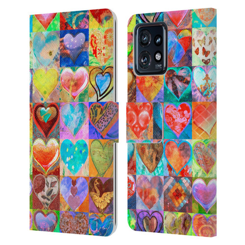 Aimee Stewart Colourful Sweets Hearts Grid Leather Book Wallet Case Cover For Motorola Moto Edge 40 Pro