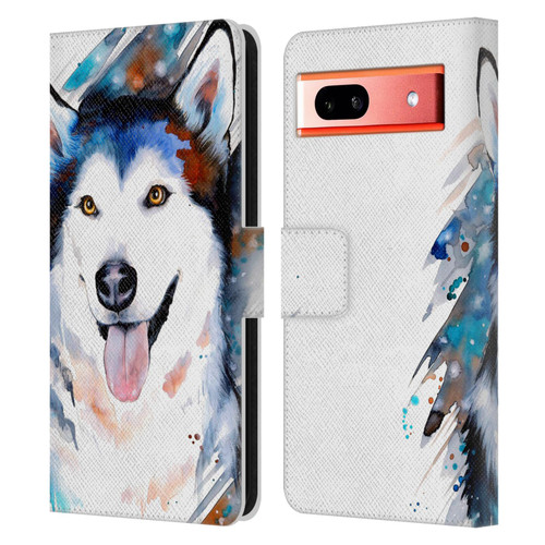Pixie Cold Animals Husky Leather Book Wallet Case Cover For Google Pixel 7a