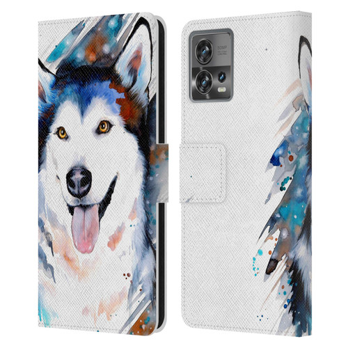 Pixie Cold Animals Husky Leather Book Wallet Case Cover For Motorola Moto Edge 30 Fusion