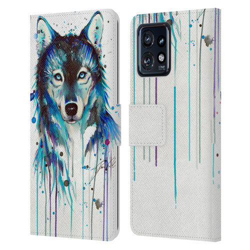 Pixie Cold Animals Ice Wolf Leather Book Wallet Case Cover For Motorola Moto Edge 40 Pro