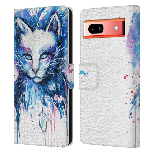 Pixie Cold Cats Space Leather Book Wallet Case Cover For Google Pixel 7a