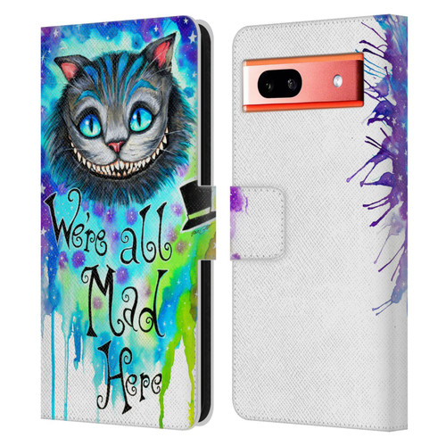 Pixie Cold Cats We Are All Mad Here Leather Book Wallet Case Cover For Google Pixel 7a