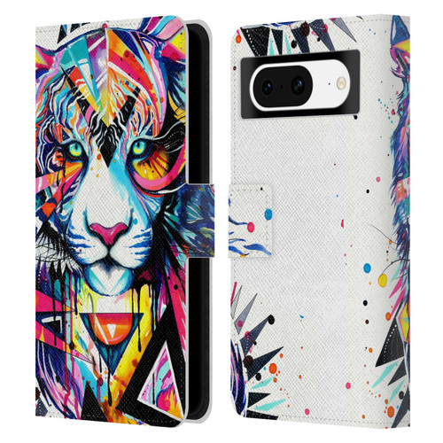 Pixie Cold Cats Shattered Tiger Leather Book Wallet Case Cover For Google Pixel 8