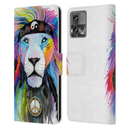 Pixie Cold Cats Hippy Lion Leather Book Wallet Case Cover For Motorola Moto Edge 30 Fusion