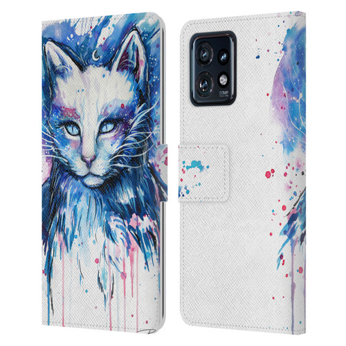 Pixie Cold Cats Space Leather Book Wallet Case Cover For Motorola Moto Edge 40 Pro
