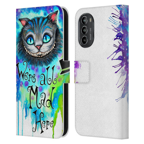 Pixie Cold Cats We Are All Mad Here Leather Book Wallet Case Cover For Motorola Moto G82 5G