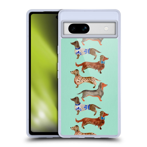 Cat Coquillette Animals Blue Dachshunds Soft Gel Case for Google Pixel 7a