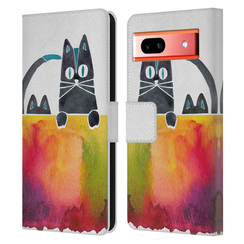 Cat Coquillette Animals 2 Cats Leather Book Wallet Case Cover For Google Pixel 7a