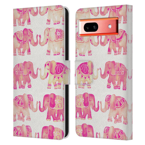 Cat Coquillette Animals 2 Pink Elephants Leather Book Wallet Case Cover For Google Pixel 7a