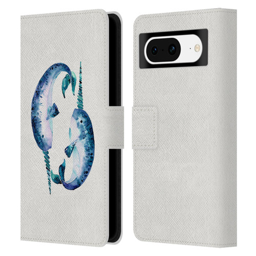 Cat Coquillette Sea Blue Narwhals Leather Book Wallet Case Cover For Google Pixel 8