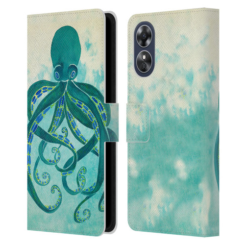 Cat Coquillette Sea Octopus Leather Book Wallet Case Cover For OPPO A17