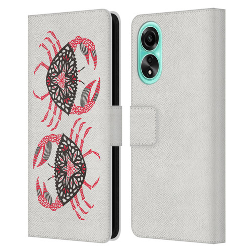 Cat Coquillette Sea Pink Crab Leather Book Wallet Case Cover For OPPO A78 4G