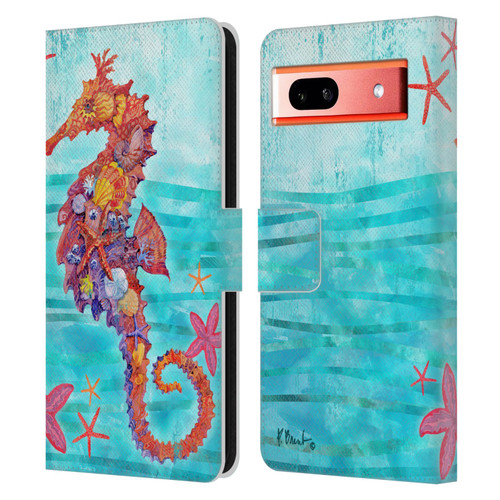 Paul Brent Coastal Seahorse Leather Book Wallet Case Cover For Google Pixel 7a