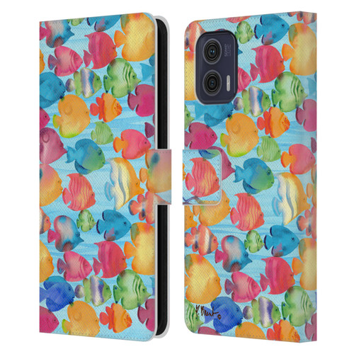 Paul Brent Coastal Tropical Fish School Leather Book Wallet Case Cover For Motorola Moto G73 5G