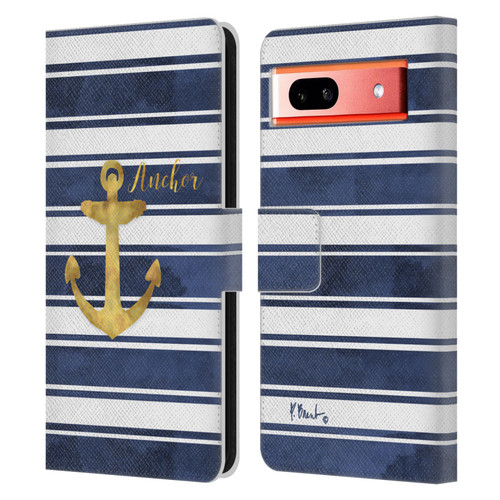 Paul Brent Nautical Anchor Leather Book Wallet Case Cover For Google Pixel 7a