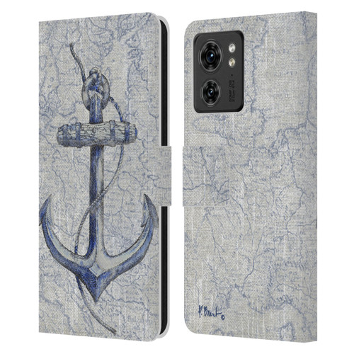 Paul Brent Nautical Vintage Anchor Leather Book Wallet Case Cover For Motorola Moto Edge 40