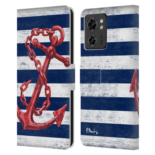 Paul Brent Nautical Westerly Anchor Red Leather Book Wallet Case Cover For Motorola Moto Edge 40