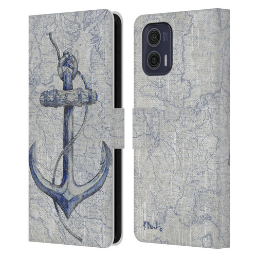 Paul Brent Nautical Vintage Anchor Leather Book Wallet Case Cover For Motorola Moto G73 5G