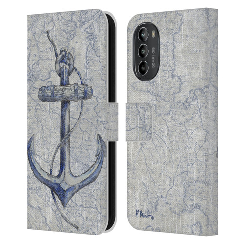 Paul Brent Nautical Vintage Anchor Leather Book Wallet Case Cover For Motorola Moto G82 5G