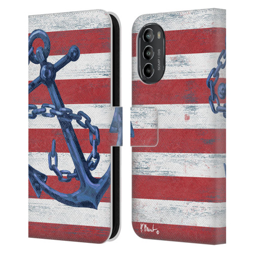 Paul Brent Nautical Westerly Anchor Leather Book Wallet Case Cover For Motorola Moto G82 5G