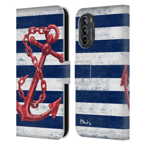 Paul Brent Nautical Westerly Anchor Red Leather Book Wallet Case Cover For Motorola Moto G82 5G