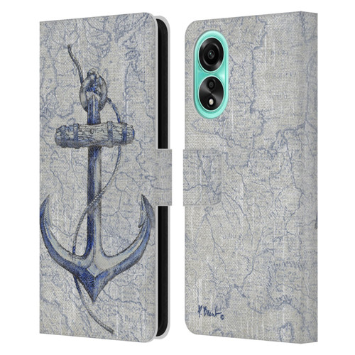 Paul Brent Nautical Vintage Anchor Leather Book Wallet Case Cover For OPPO A78 4G