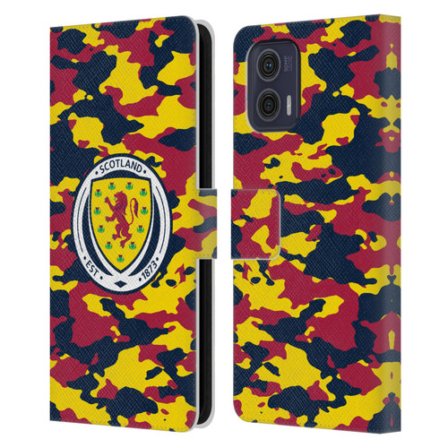 Scotland National Football Team Logo 2 Camouflage Leather Book Wallet Case Cover For Motorola Moto G73 5G
