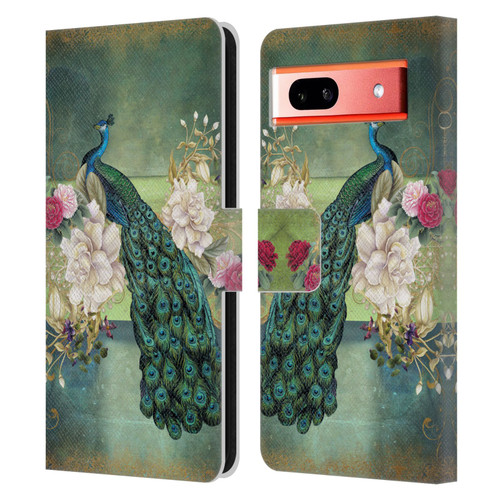 Jena DellaGrottaglia Animals Peacock Leather Book Wallet Case Cover For Google Pixel 7a