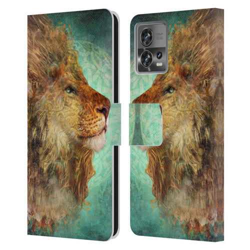 Jena DellaGrottaglia Animals Lion Leather Book Wallet Case Cover For Motorola Moto Edge 30 Fusion
