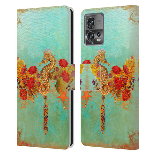 Jena DellaGrottaglia Animals Seahorse Leather Book Wallet Case Cover For Motorola Moto Edge 30 Fusion