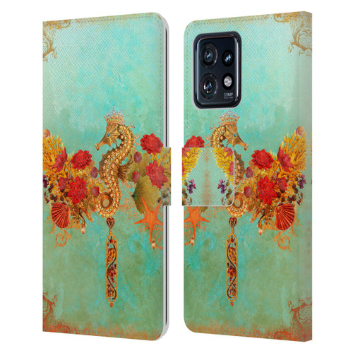 Jena DellaGrottaglia Animals Seahorse Leather Book Wallet Case Cover For Motorola Moto Edge 40 Pro