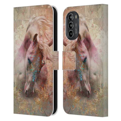 Jena DellaGrottaglia Animals Horse Leather Book Wallet Case Cover For Motorola Moto G82 5G