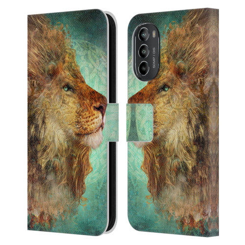 Jena DellaGrottaglia Animals Lion Leather Book Wallet Case Cover For Motorola Moto G82 5G