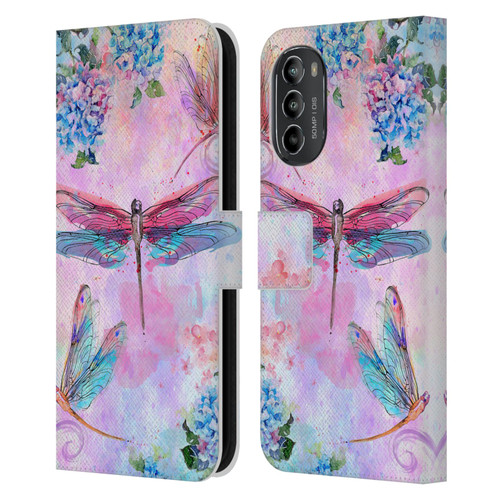 Jena DellaGrottaglia Insects Dragonflies Leather Book Wallet Case Cover For Motorola Moto G82 5G