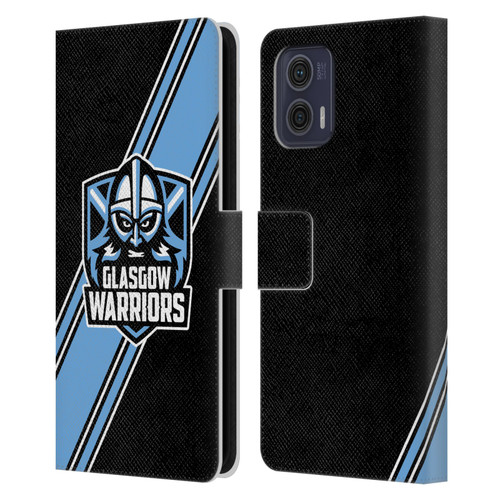 Glasgow Warriors Logo 2 Diagonal Stripes Leather Book Wallet Case Cover For Motorola Moto G73 5G