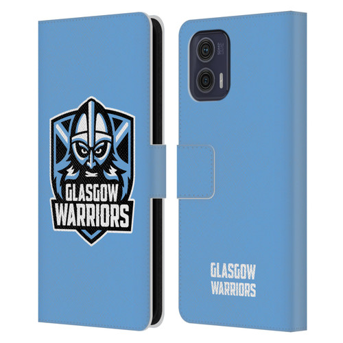 Glasgow Warriors Logo Plain Blue Leather Book Wallet Case Cover For Motorola Moto G73 5G