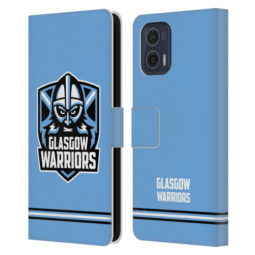 Glasgow Warriors Logo Stripes Blue Leather Book Wallet Case Cover For Motorola Moto G73 5G