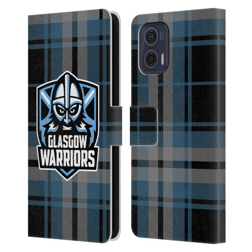 Glasgow Warriors Logo Tartan Leather Book Wallet Case Cover For Motorola Moto G73 5G