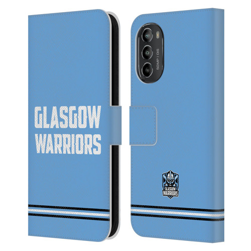 Glasgow Warriors Logo Text Type Blue Leather Book Wallet Case Cover For Motorola Moto G82 5G