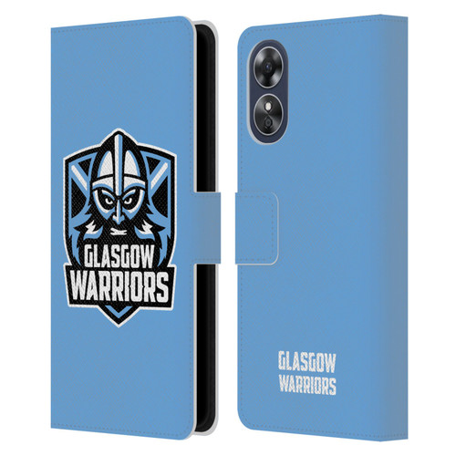 Glasgow Warriors Logo Plain Blue Leather Book Wallet Case Cover For OPPO A17