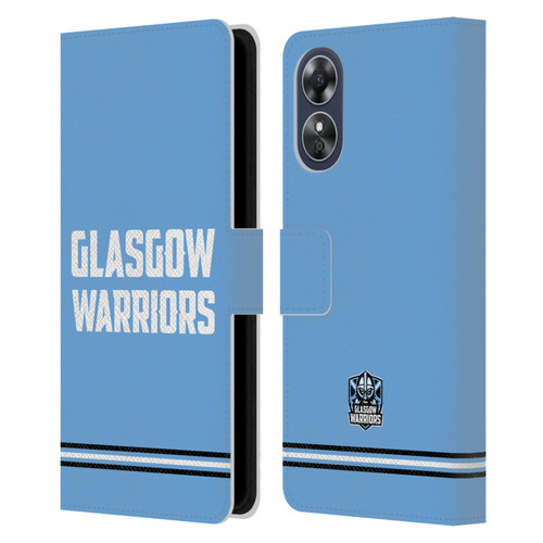 Glasgow Warriors Logo Text Type Blue Leather Book Wallet Case Cover For OPPO A17