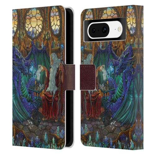 Ed Beard Jr Dragon Friendship Wizard & Dragon Leather Book Wallet Case Cover For Google Pixel 8